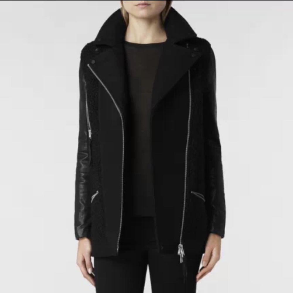 All Saints Biker leather Wool Jacket Coat
